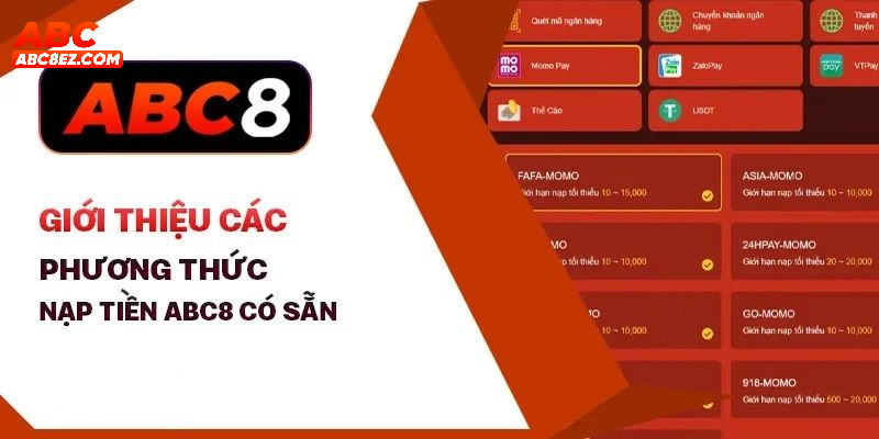 Nạp tiền abc8 qua trụ thẻ ATM hoặc chi nhánh ngân hàng gần nhất